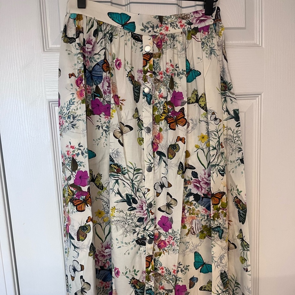 L’AGENCE Seina Midi Skirt in Charonda Butterfly NWT Size 4